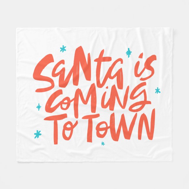 Santa is Coming to Town Holiday Design Fleece Blanket (Front (Horizontal))