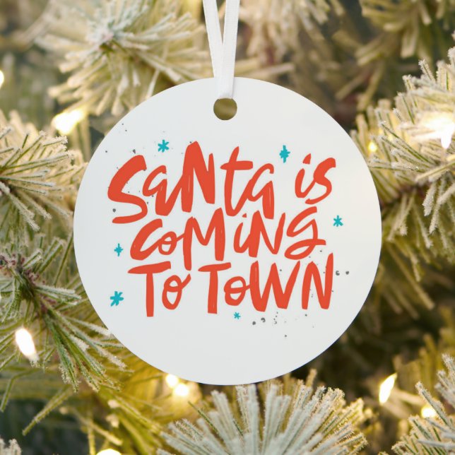 Santa is Coming to Town Holiday Design Metal Tree Decoration (Insitu)