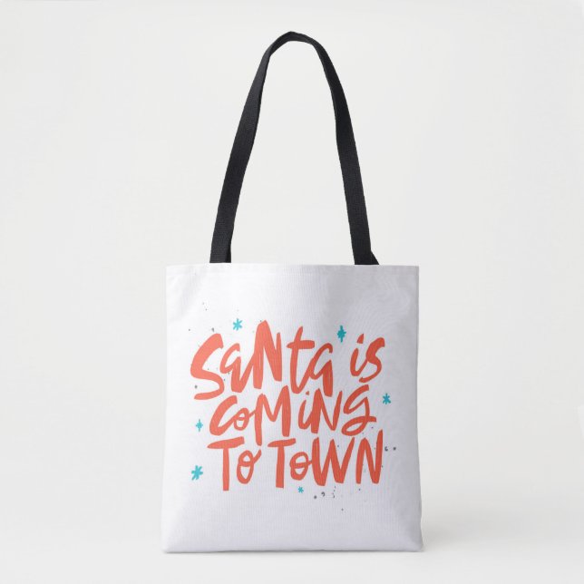 Santa is Coming to Town Holiday Design Tote Bag (Front)