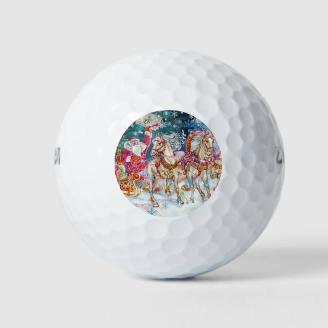Santa is Coming with Joyful Horses Golf Balls (Front)