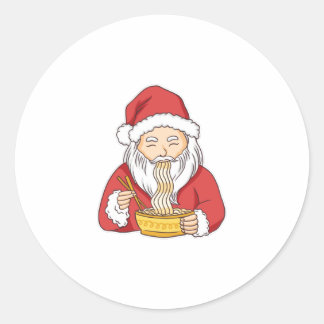Santa Is Eating Pasta Classic Round Sticker