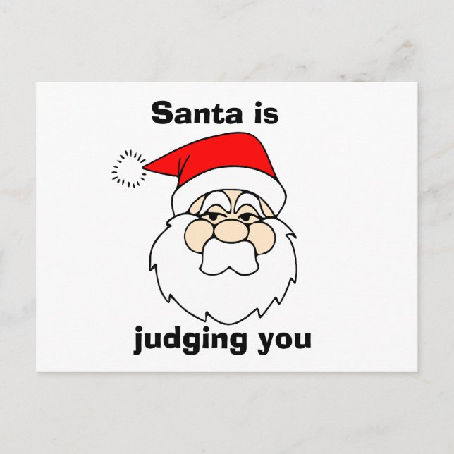 Santa is judging you holiday postcard (Front)