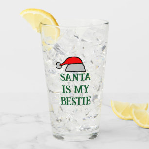 Santa is My Bestie  Glass