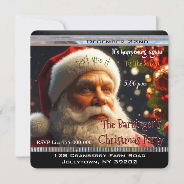 Santa is on His Way Annual Christmas Party Invitation (Front)