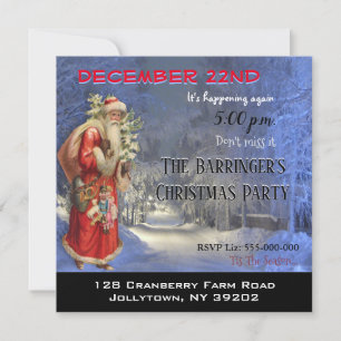 Santa is on His Way Christmas Party Invitation