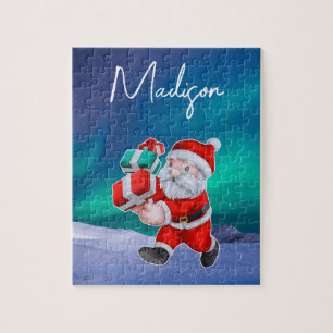 Santa is on his way Northern Lights Christmas Jigsaw Puzzle