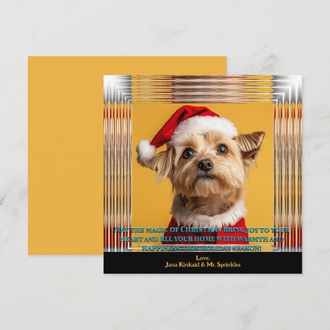 Santa is on His Way Yorkie Christmas Photo Invitation (Front/Back)