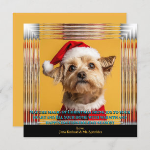 Santa is on His Way Yorkie Christmas Photo Invitation