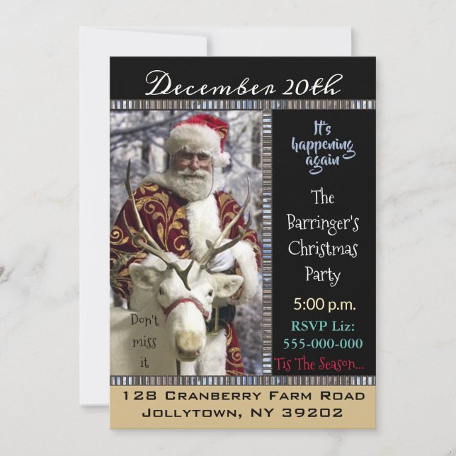 Santa is on his Wayl Elegant Christmas Party Invitation (Front)