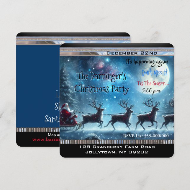 Santa is on the Move Christmas Party Invitation (Front/Back)