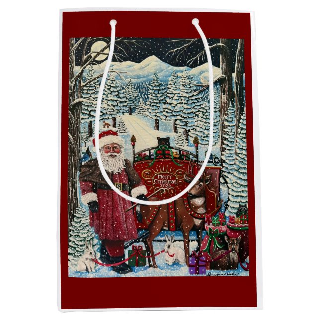 Santa is Ready  Medium Gift Bag (Front)