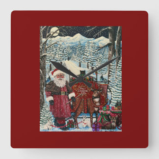 Santa is Ready Square Wall Clock