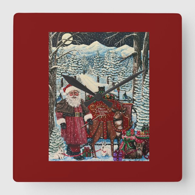 Santa is Ready  Square Wall Clock (Front)