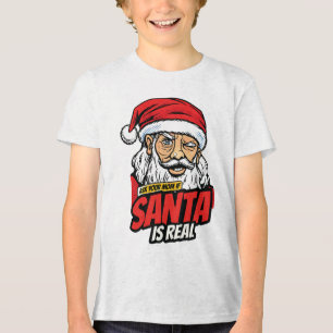 Santa Is Real – Ask Your Mum Pop Art Winking Santa Tri-Blend Shirt
