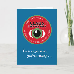 Santa Is Watching Christmas Holiday Card