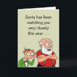 Santa is Watching Holiday Card<br><div class="desc">Santa sees you Christmas Greeting Card</div>