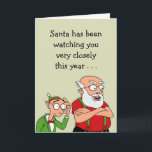 Santa is Watching Holiday Card<br><div class="desc">Santa sees you Christmas Greeting Card</div>