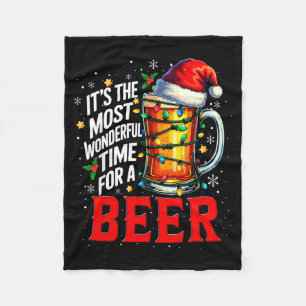 Santa It's The Most Wonderful Time For A Beer Chri Fleece Blanket