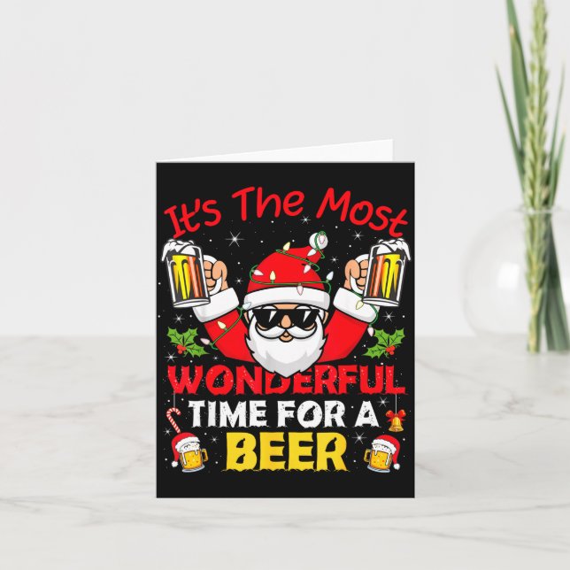 Santa It's The Most Wonderful Time For A Beer Funn Card (Front)
