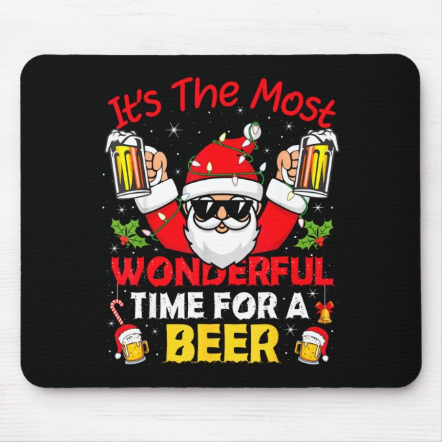 Santa It's The Most Wonderful Time For A Beer Funn Mouse Mat (Front)