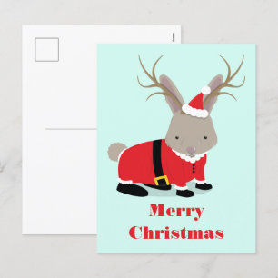 Santa Jackalope Christmas Holiday Postcard
