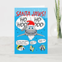 SANTA JAWS! Christmas greeting card. Shark fun.