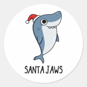Santa Jaws Funny Shark Christmas Pun Classic Round Sticker