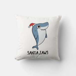 Santa Jaws Funny Shark Christmas Pun Cushion