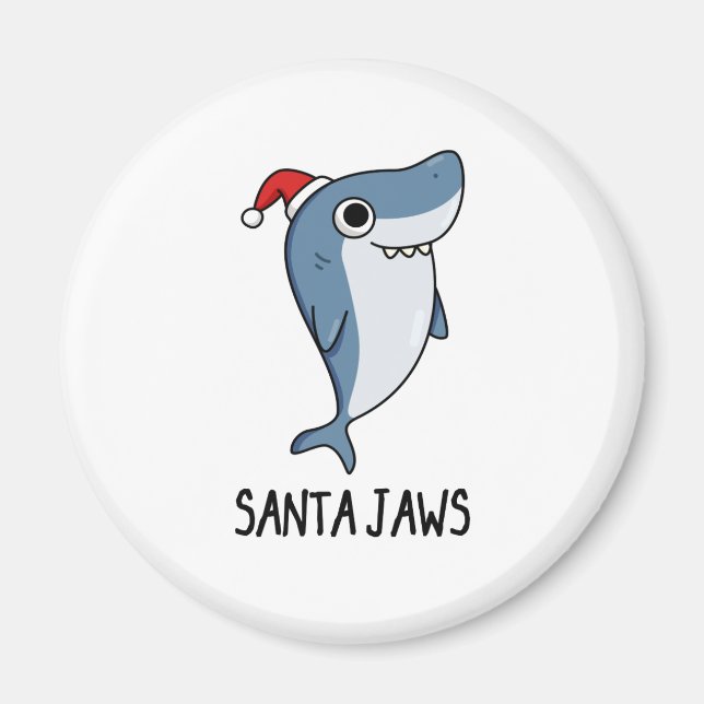 Santa Jaws Funny Shark Christmas Pun Magnet (Front)