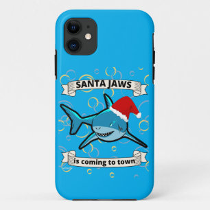 SANTA JAWS IS COMING TO TOWN funny christmas shark iPhone 11 Case