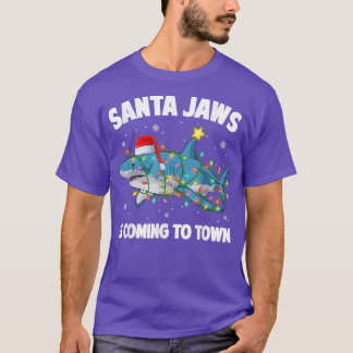 Santa Jaws Shark Christmas Lights Merry Sharkmas X T-Shirt