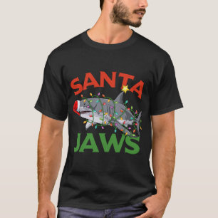 Santa Jaws Shark Christmas Lights Sharkmas Xmas Re T-Shirt