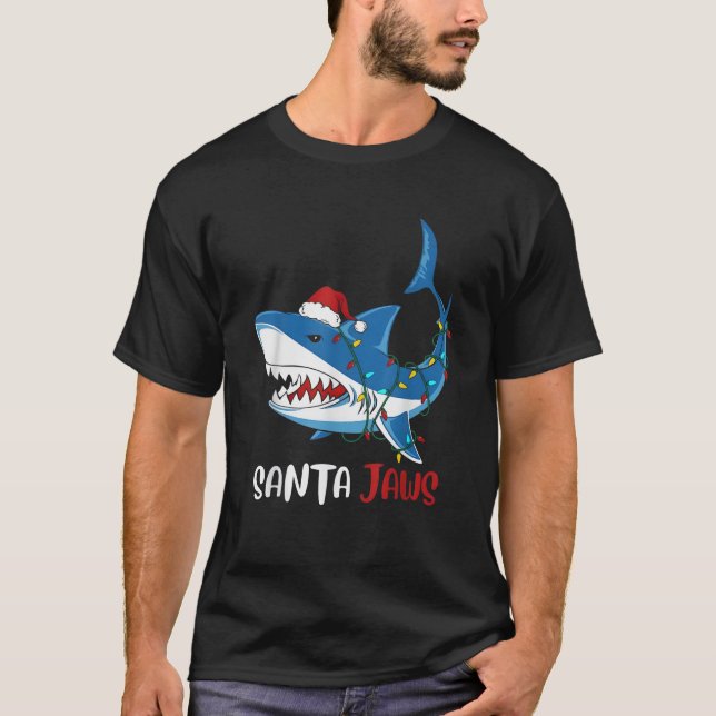 santa jaws shark christmas xmas funny  T-Shirt (Front)