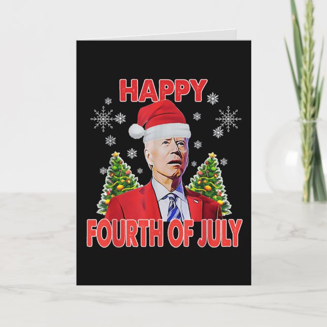 Santa Joe Biden Happy 4th of July Funny Christmas Holiday Card (Front)