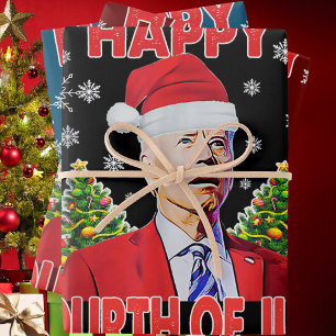 Santa Joe Biden Happy 4th of July Funny Christmas Wrapping Paper Sheet