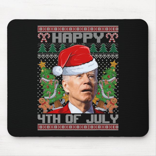 Santa Joe Biden Happy 4th Of July Ugly Christmas s Mouse Mat (Front)
