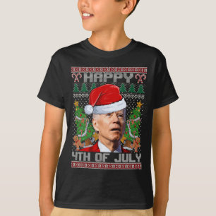 Santa Joe Biden Happy 4th Of July Ugly Christmas s T-Shirt