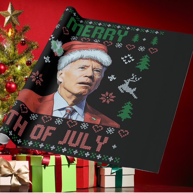 Santa Joe Biden Happy 4th of July Ugly Christmas  Wrapping Paper (Creator Uploaded)