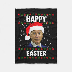 Santa Joe Biden Happy Easter Ugly Christmas Sweate Fleece Blanket