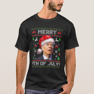 Santa Joe Biden Merry 4Th Of July Ugly Christmas T-Shirt