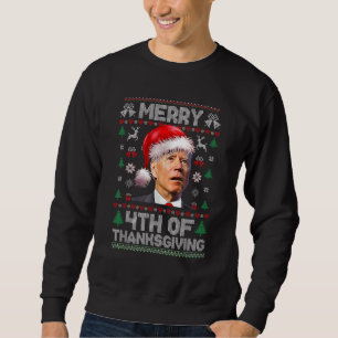 Santa Joe Biden Merry Thanksgiving Ugly Christmas Sweatshirt