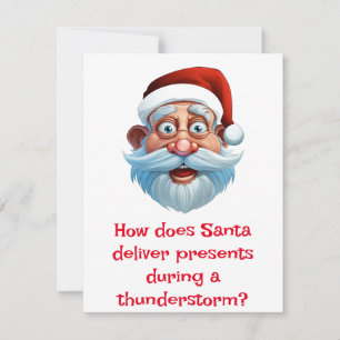 Santa Jokes thunderstorm Holiday Card