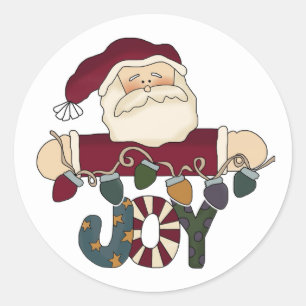 Santa Joy Christmas Lights Colourful Classic Round Sticker