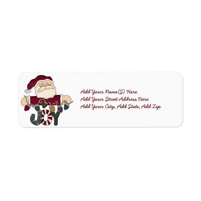 Santa Joy Holiday Return Address Labels (Front)