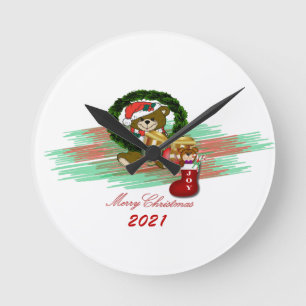 Santa JOY Sock Christmas 2021 Acrylic Wall Clock
