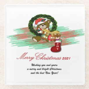Santa JOY Sock Christmas 2021 Coaster