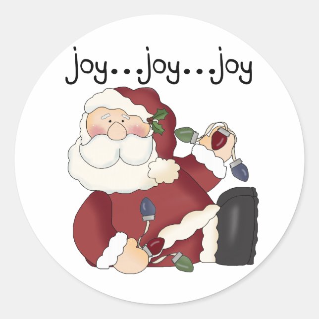 Santa Joy T-shirts and gifts Classic Round Sticker (Front)