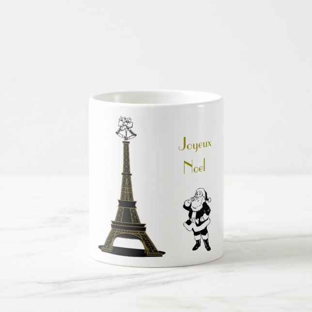 Santa Joyeux Noel Eiffel Tower Paris Christmas Coffee Mug (Center)