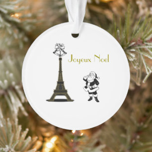 Santa Joyeux Noel Eiffel Tower Paris Christmas  Ornament