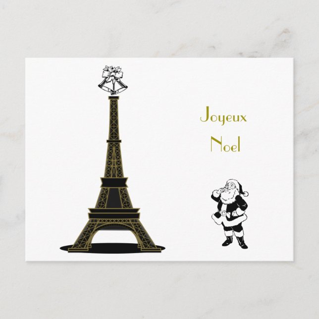 Santa Joyeux Noel Paris French Christmas  Holiday Postcard (Front)